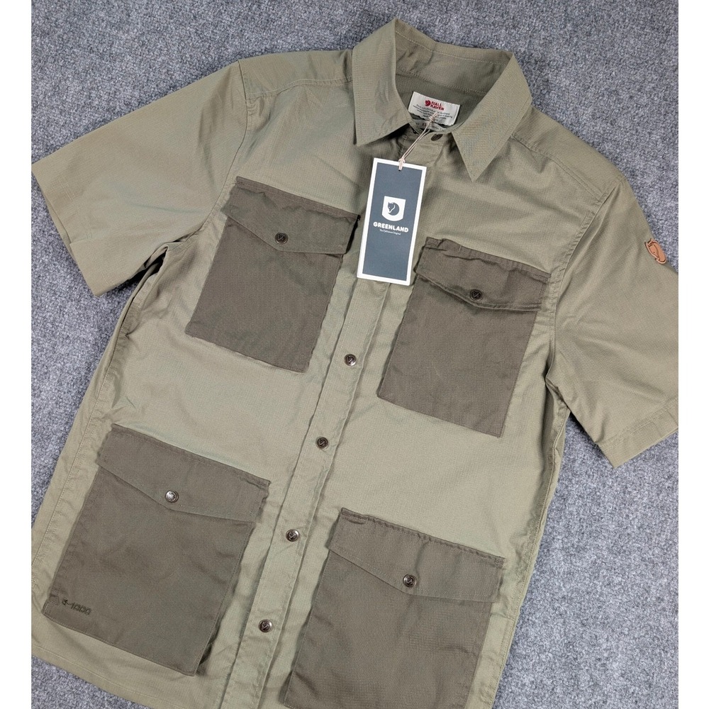 Fjallraven Raven Shirt SS M Mens XS Laurel Green Outdoor‎ Button Down NWT